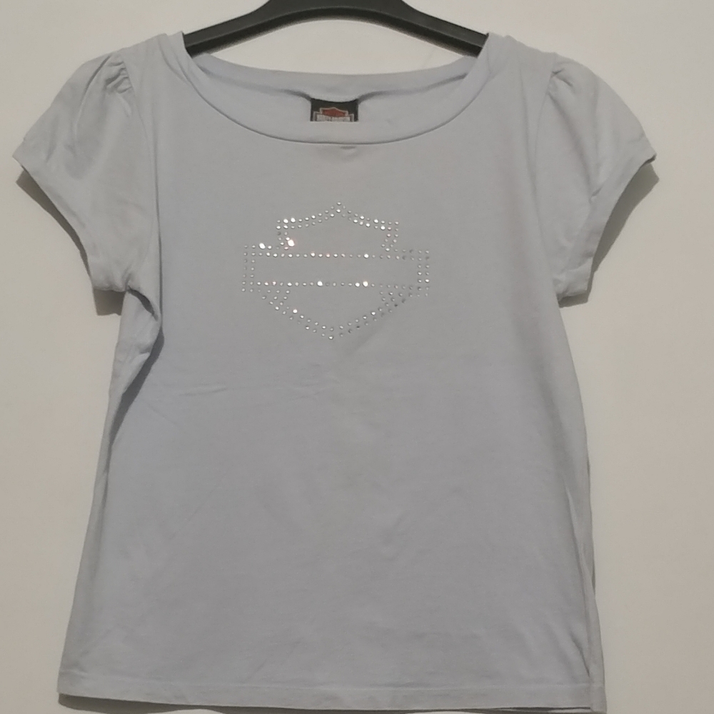 Gray Harley Davidson lady's rhinestone tee 👕